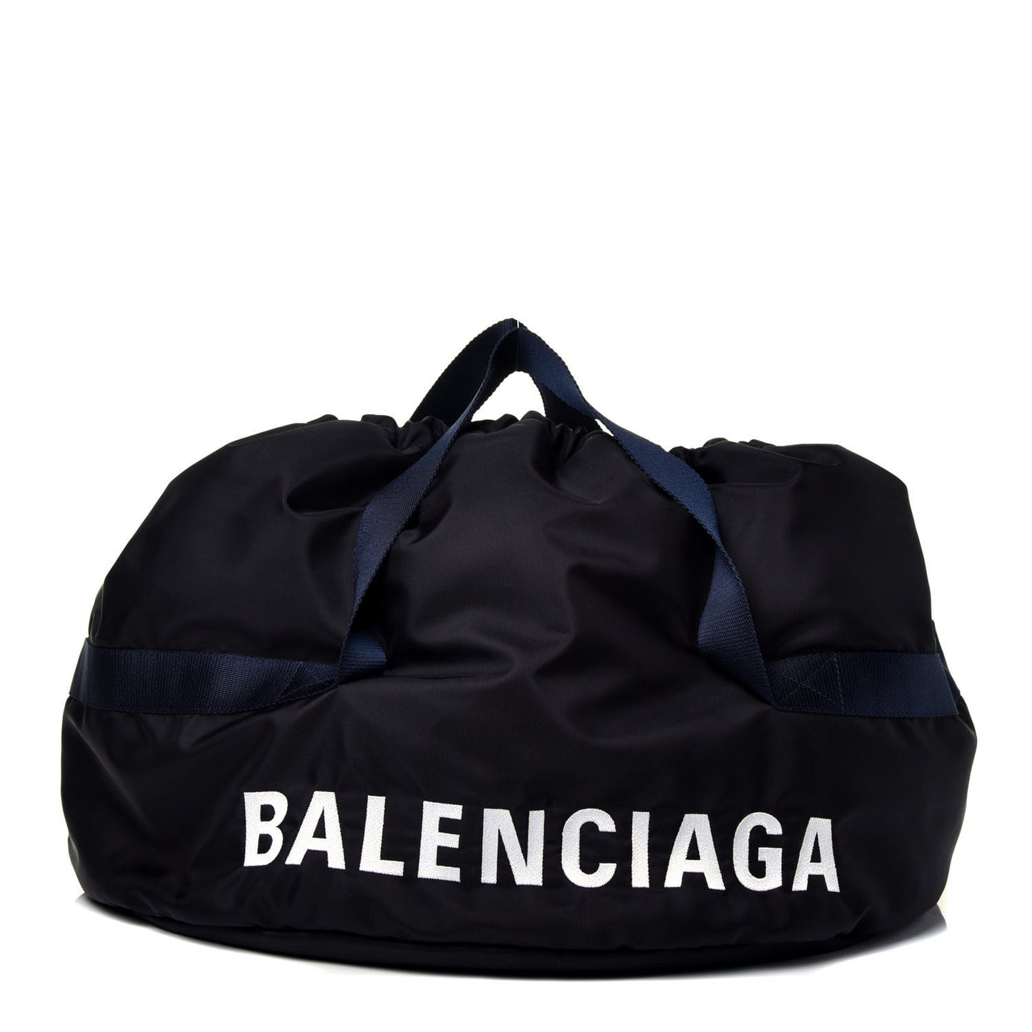 Textured Sport Nylon Logo Embroidered S Wheel Gym Bag Black Bleu Navy