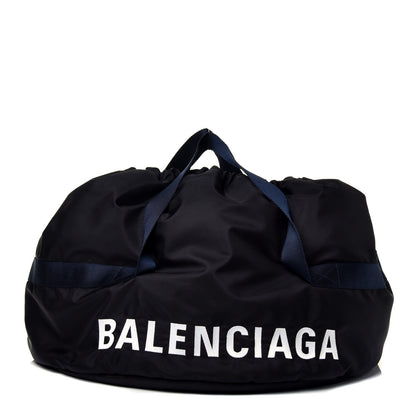 Balenciaga Textured Sport Nylon Logo Embroidered S Wheel Gym Bag Black Bleu Navy 1 of 10
