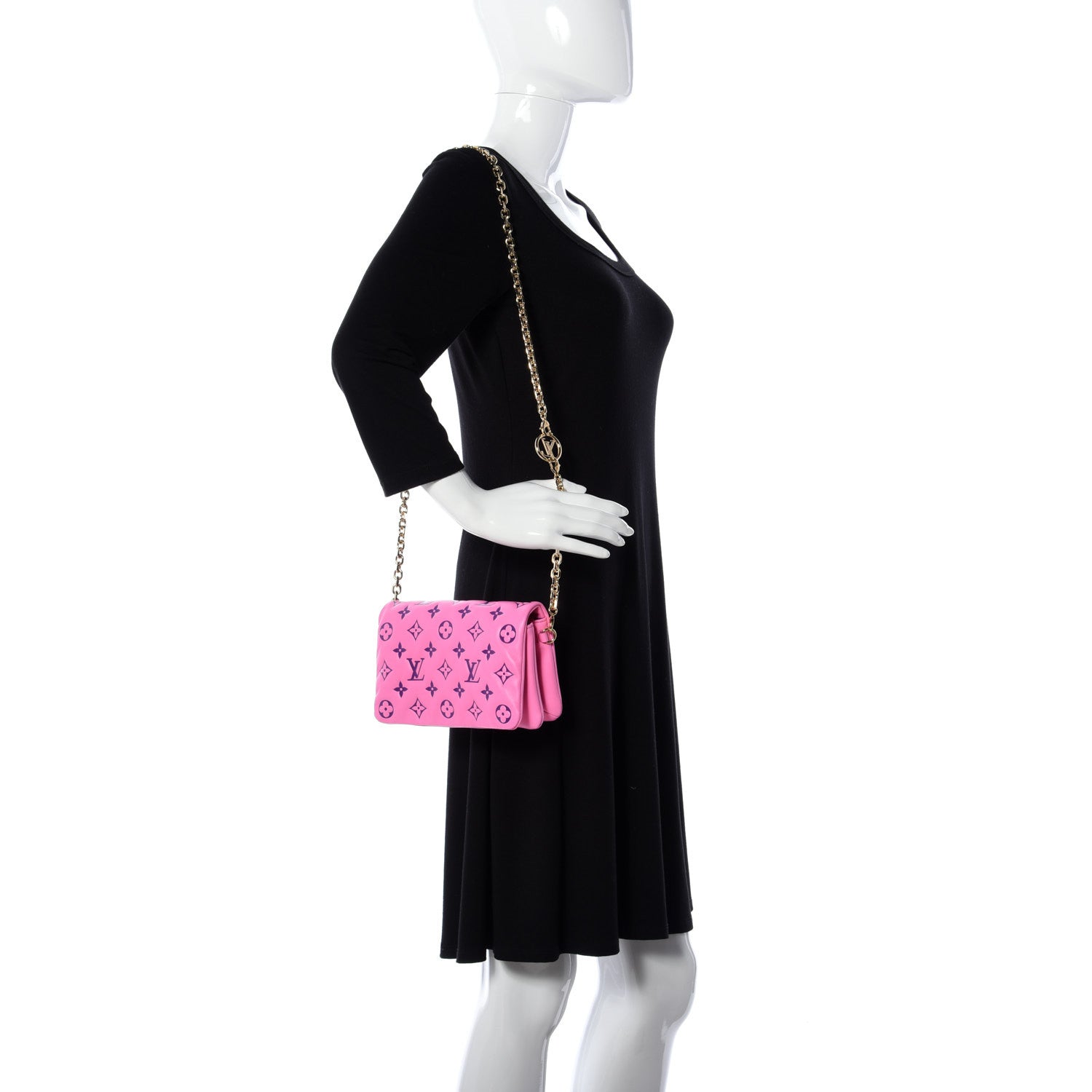 Louis Vuitton Lambskin Embossed Monogram Vuittamins Pochette Coussin Rose Violet 2 of 11