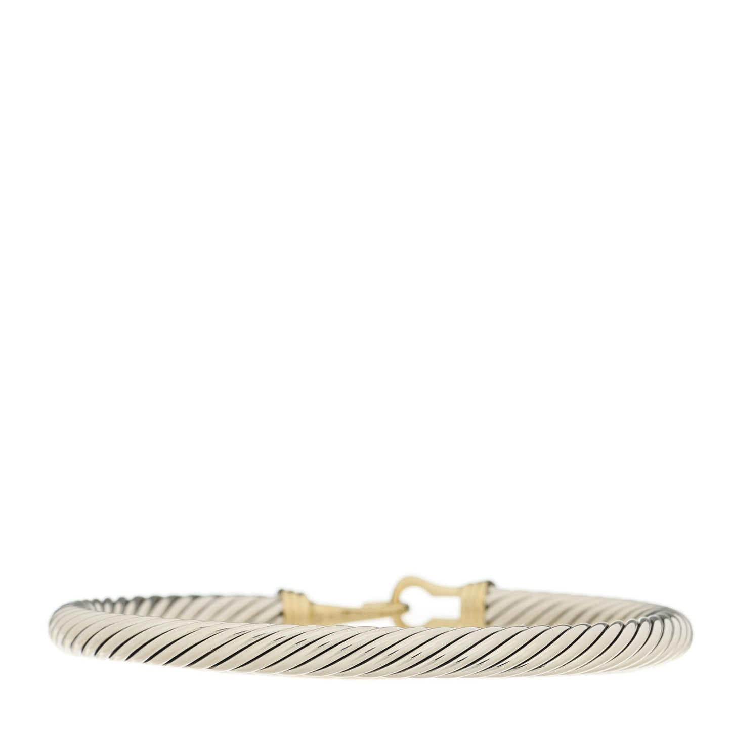 Sterling Silver 14K Yellow Gold 5mm Cable Classic Buckle Bracelet