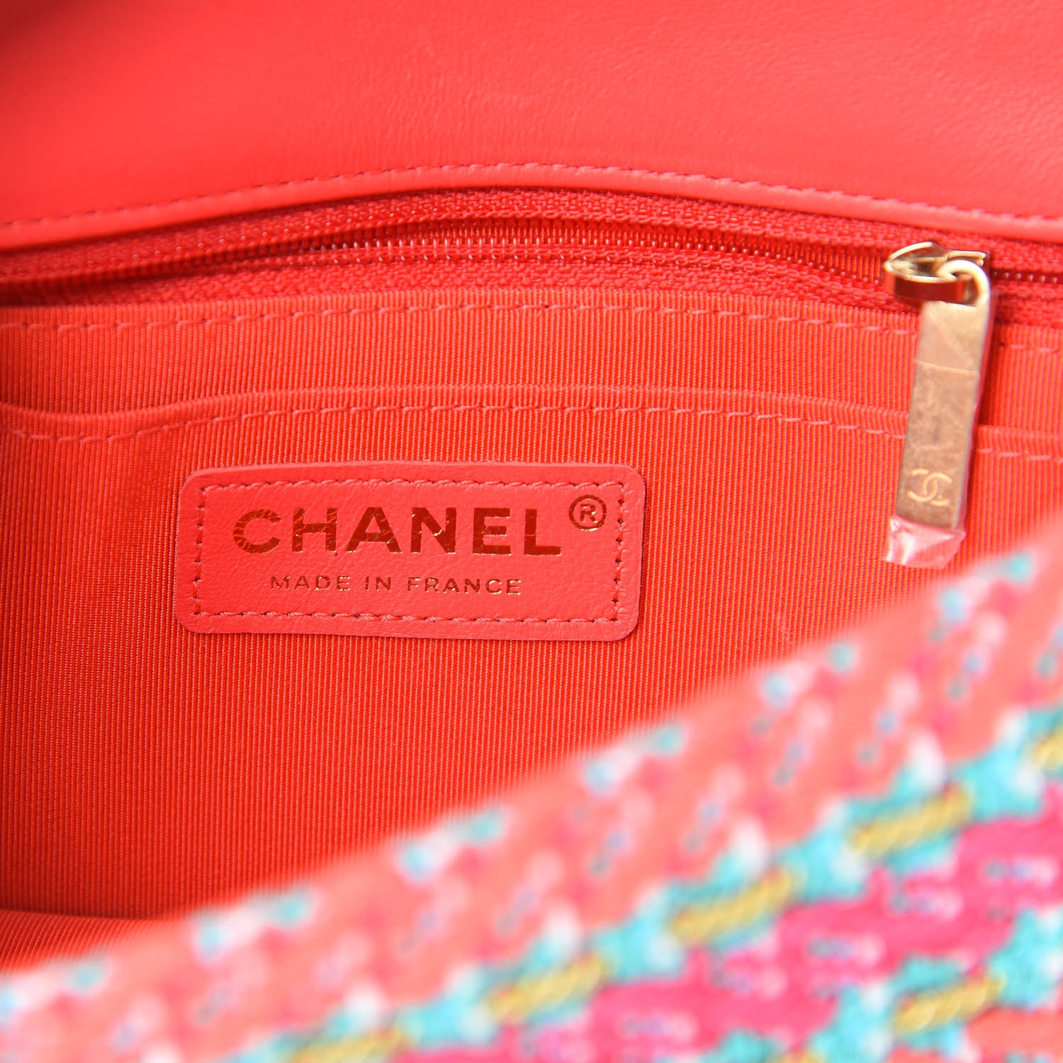 Chanel Cotton Mixed Fibers Woven Mini Rectangular Flap Red Fuchsia Blue 6 of 12