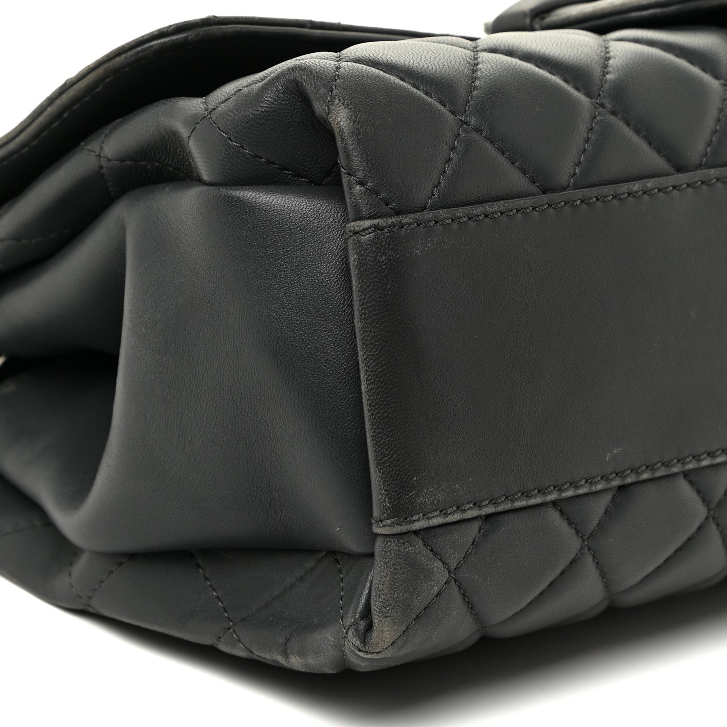 Lambskin Quilted Jumbo Coco Loop Flap Charcoal Grey