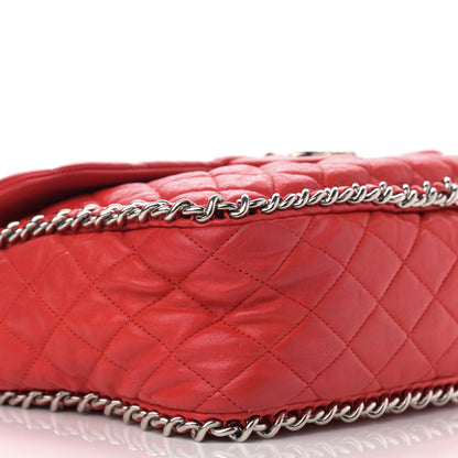 Chanel Washed Lambskin Quilted Maxi Chain Around Flap Red 9 of 14