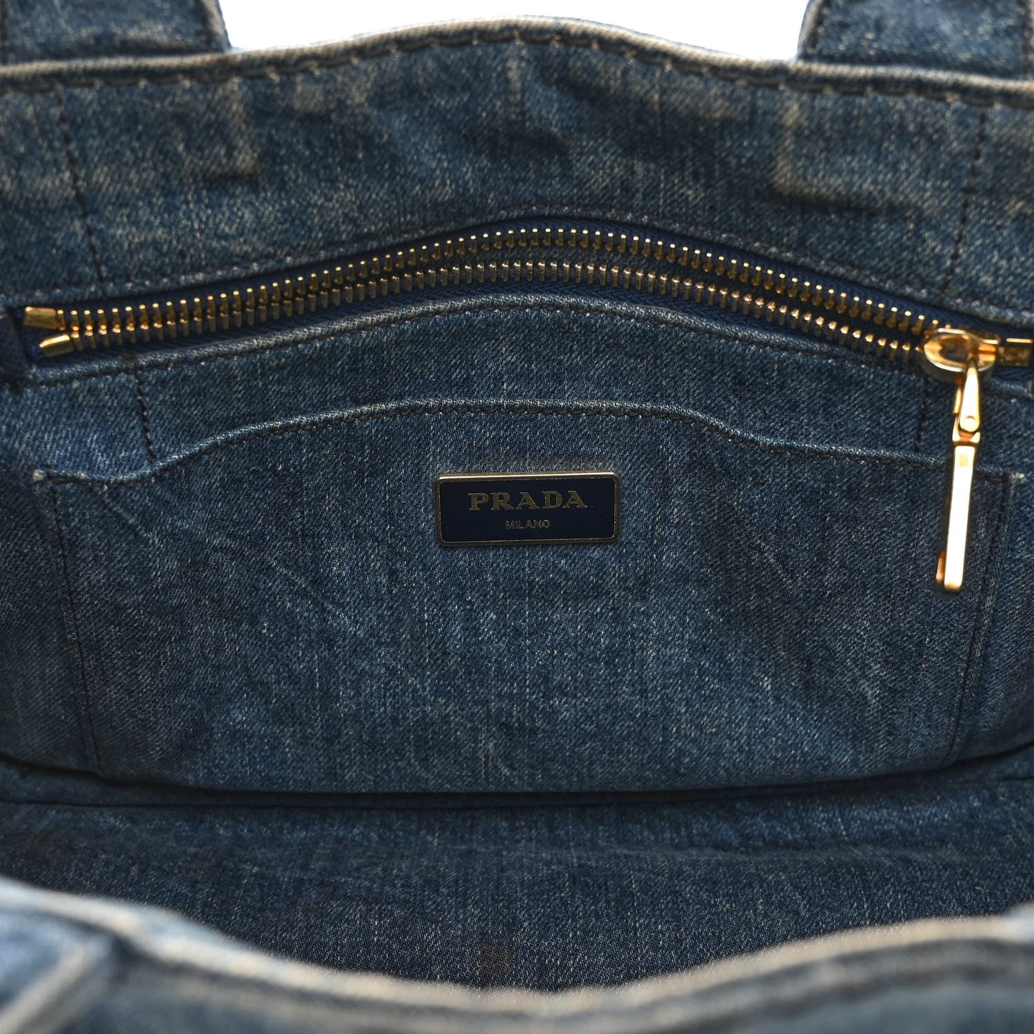 Prada Denim Small Logo Tote Bleu 6 of 14