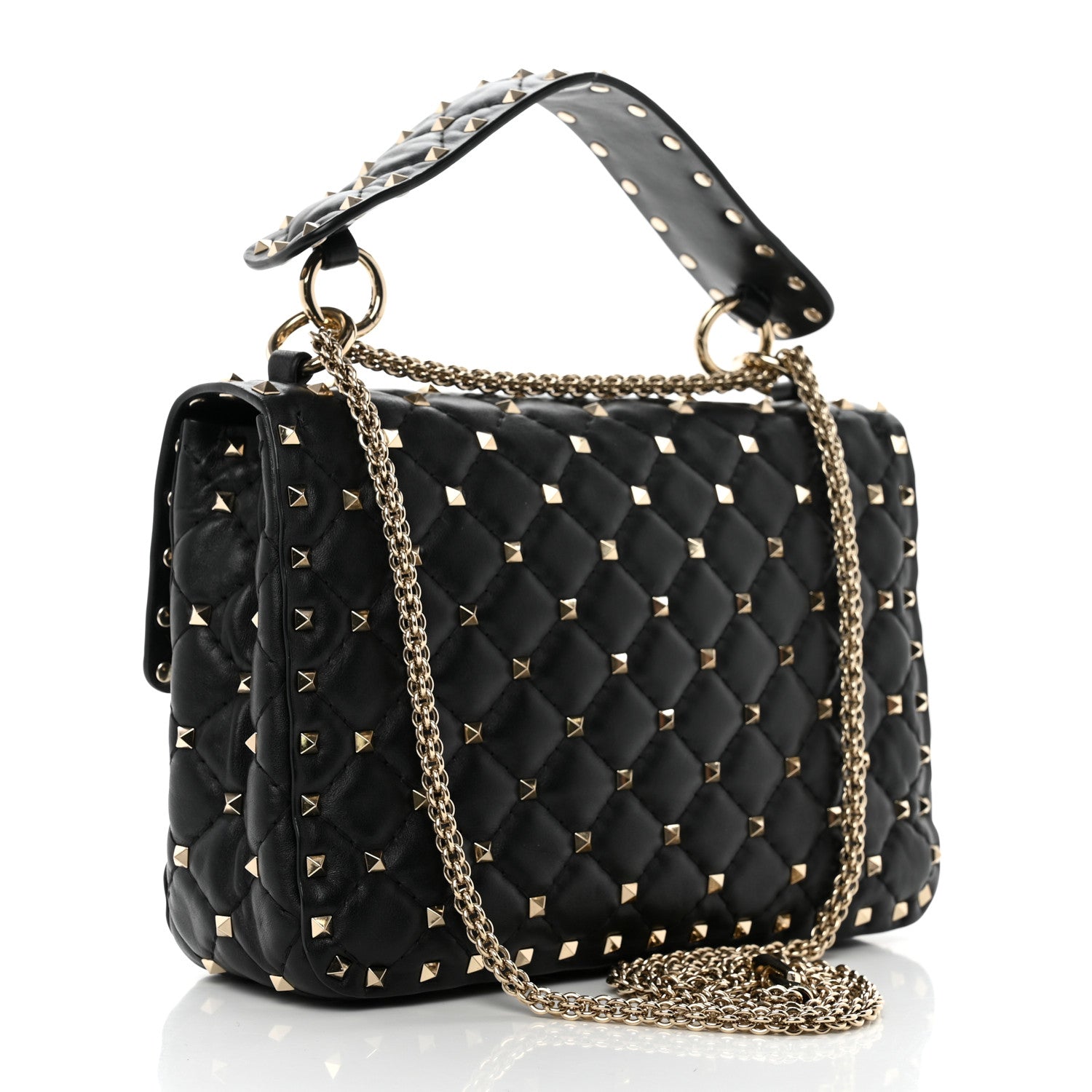 Valentino Garavani Lambskin VLTN Print Medium Rockstud Spike Shoulder Bag Black 3 of 10