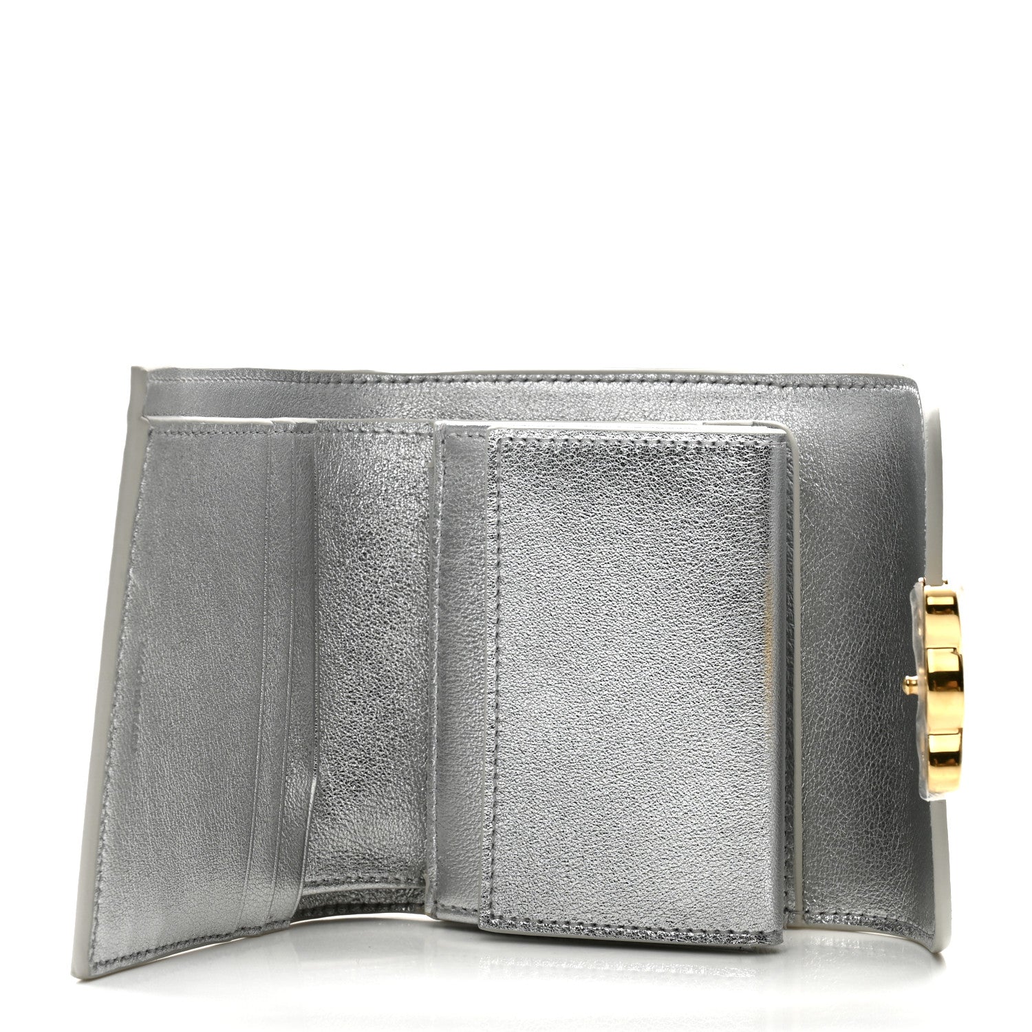 Celine Metallic Calfskin Small Triomphe Wallet Silver 5 of 8