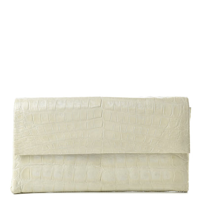 Nancy Gonzalez Crocodile Flap Clutch Wallet White 1 of 14
