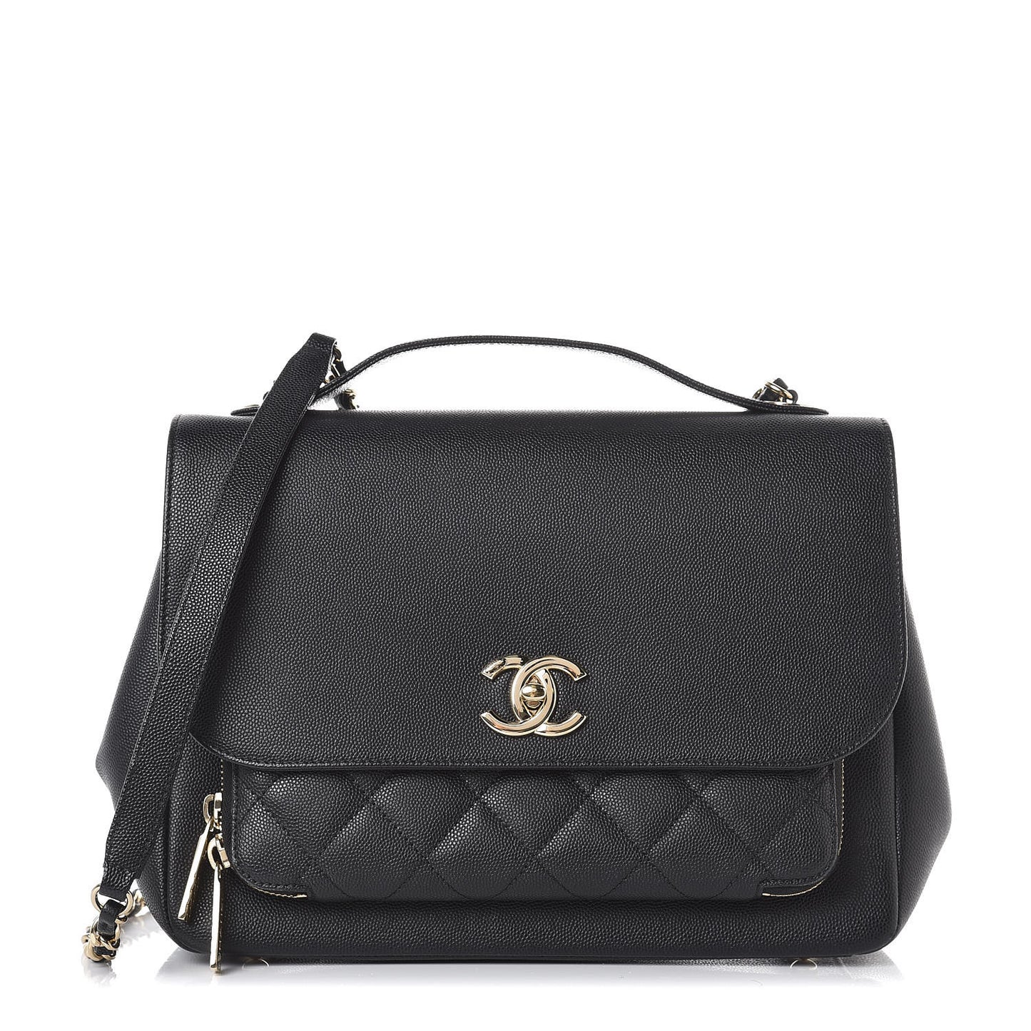 Caviar Quilted Large Business Affinity Flap Black