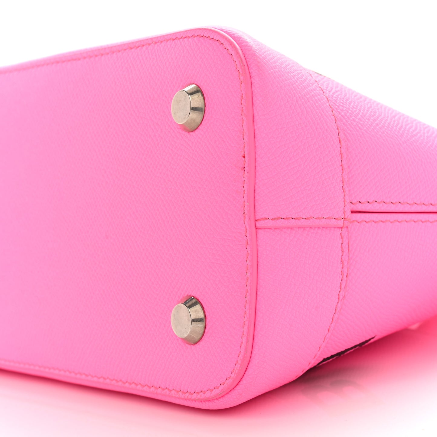 Signature Grained Calfskin Logo M Ville Top Handle Bag Rose Bubblegum Black