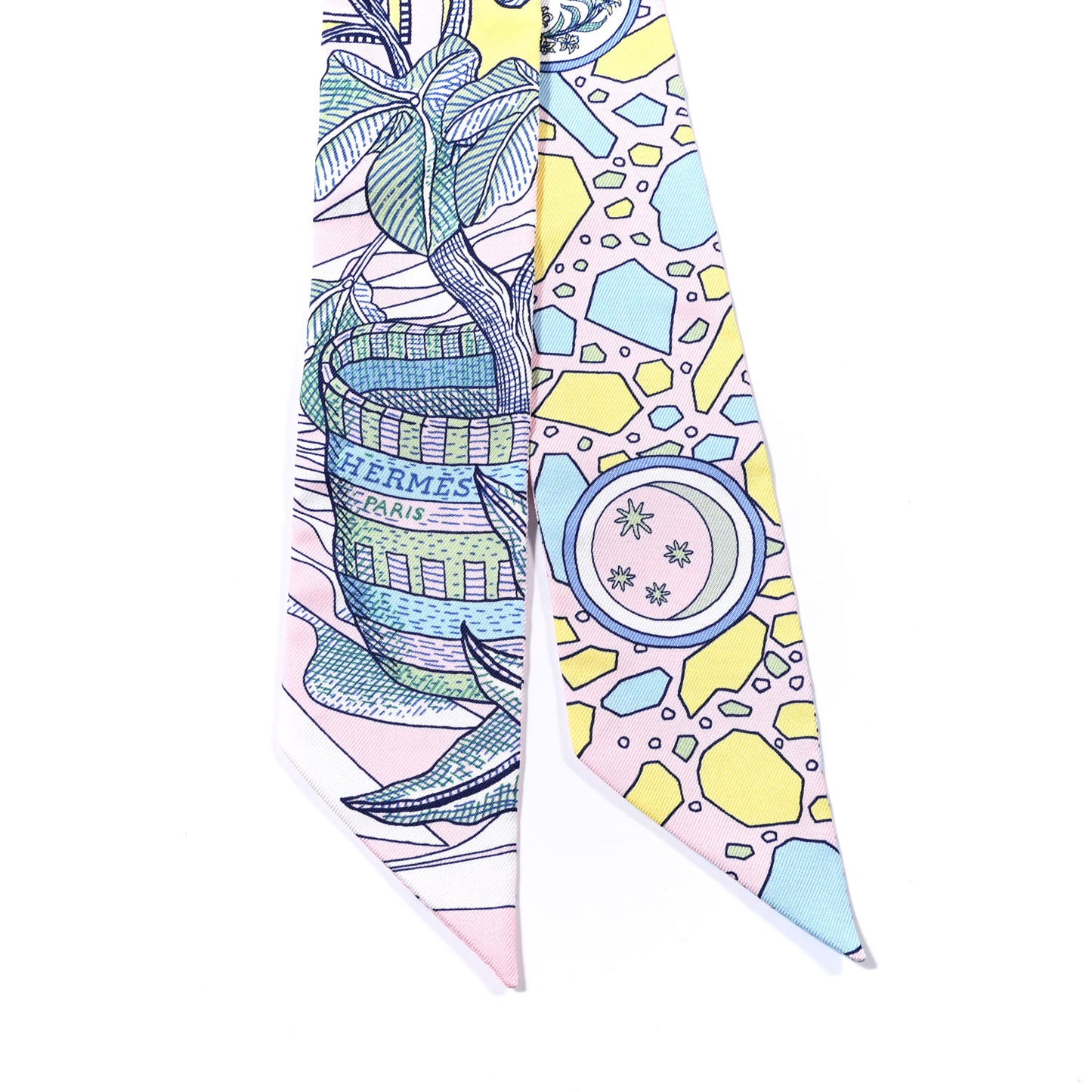 Silk La Danse Des Amazones Twilly Rose Pale Bleu Jaune
