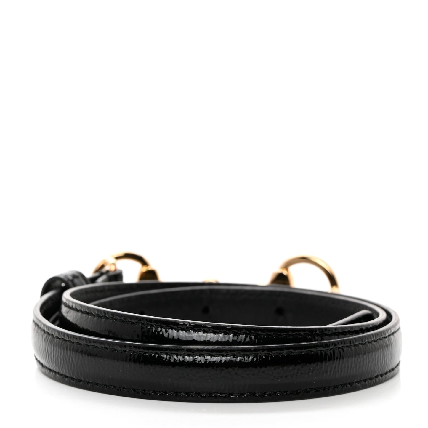 Vernice Naplak Horsebit Skinny Belt 70 28 Black