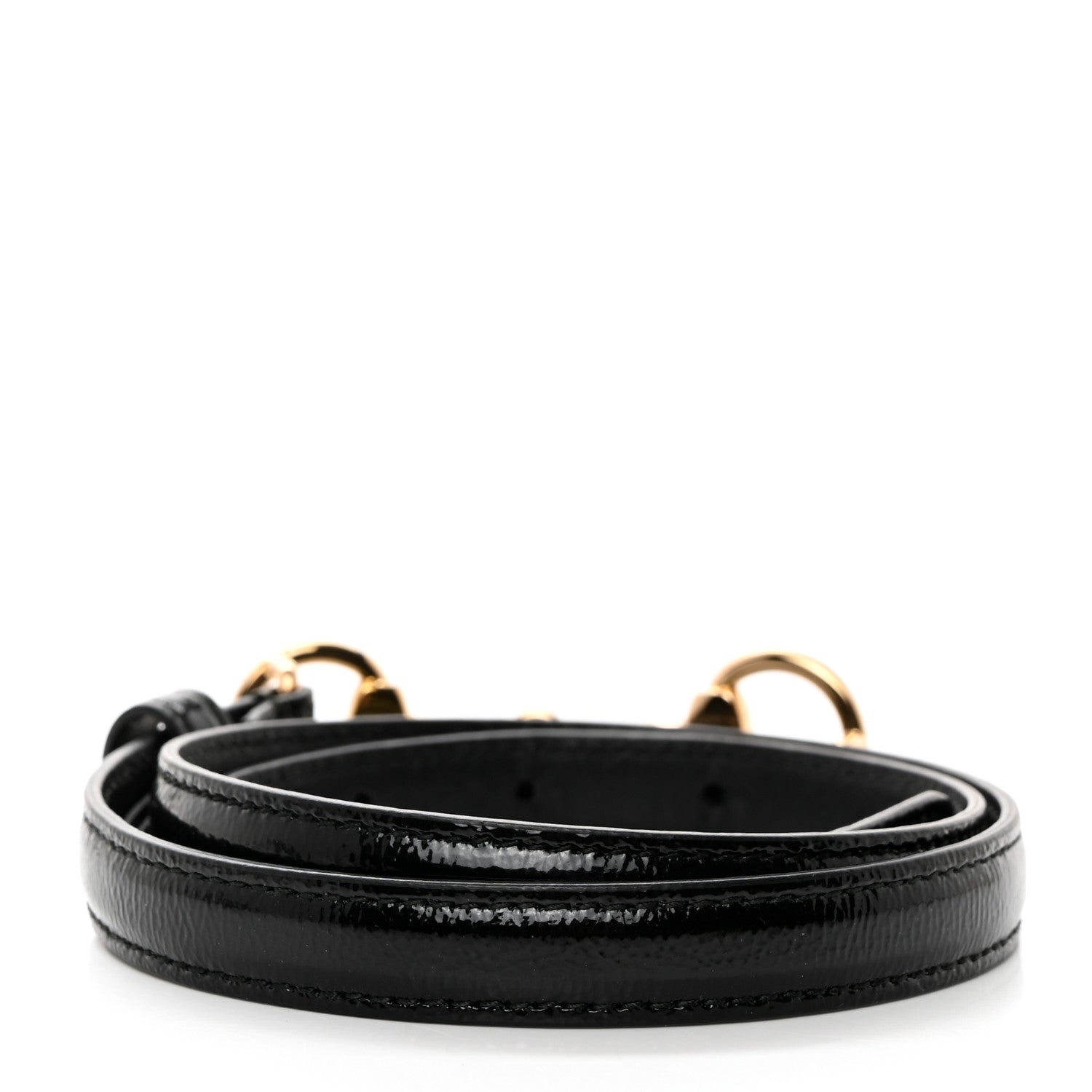 Gucci Vernice Naplak Horsebit Skinny Belt 70 28 Black 2 of 5