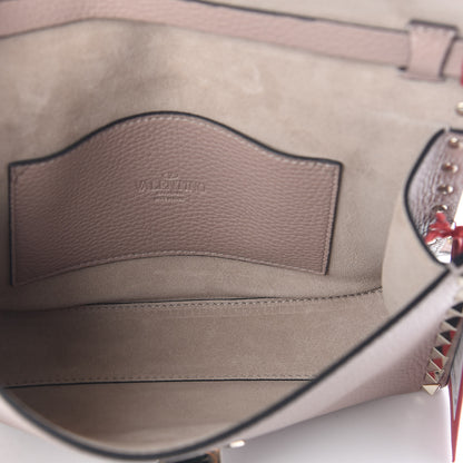 Valentino Garavani Pebbled Calfskin Medium Rockstud Flip Lock Crossbody Bag Poudre 5 of 8