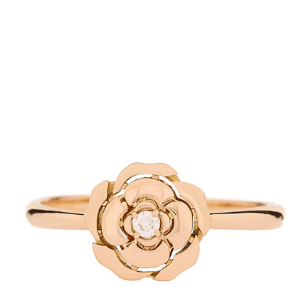Chanel 18K Rose Gold Diamond Extrait de Camelia Ring 64 10.75 1 of 6