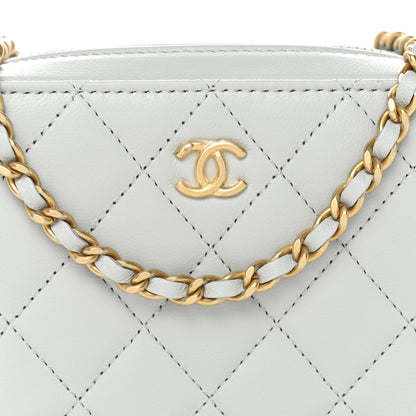 Chanel Lambskin Quilted CC Pearl Crush Camera Case Grey 8 of 11