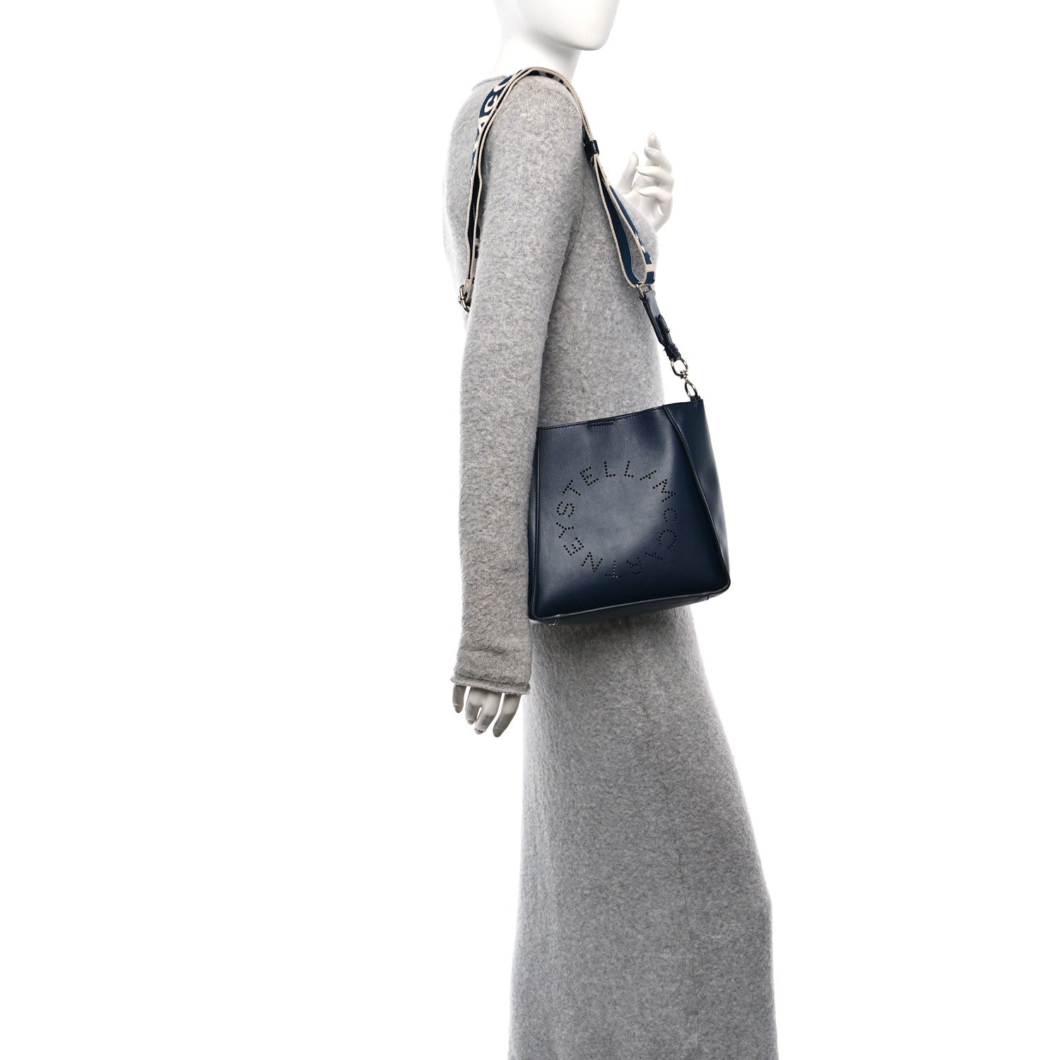 Stella McCartney Eco Alter Nappa Perforated Logo Mini Crossbody Navy 2 of 9