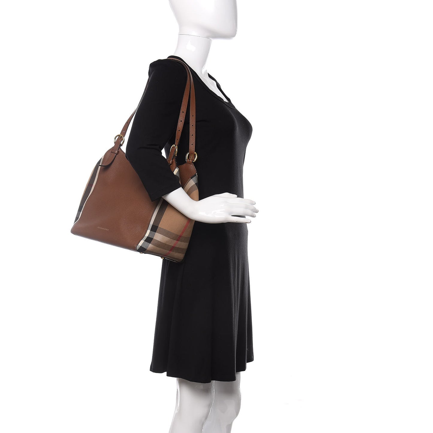 Grainy Calfskin House Check Small Canterbury Tote Tan