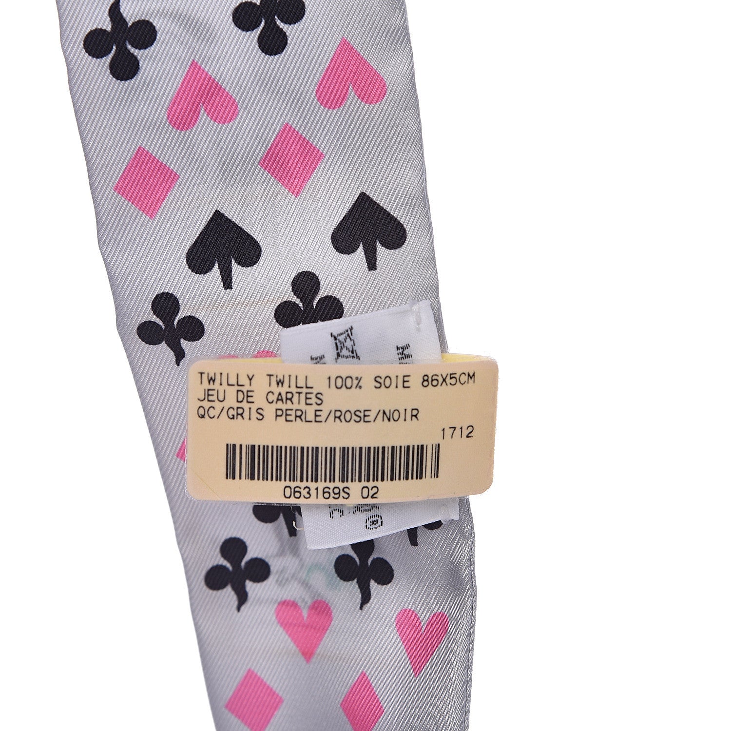 Hermes Silk Jeu de Cartes Twilly Gris Perle Rose Noir 3 of 5