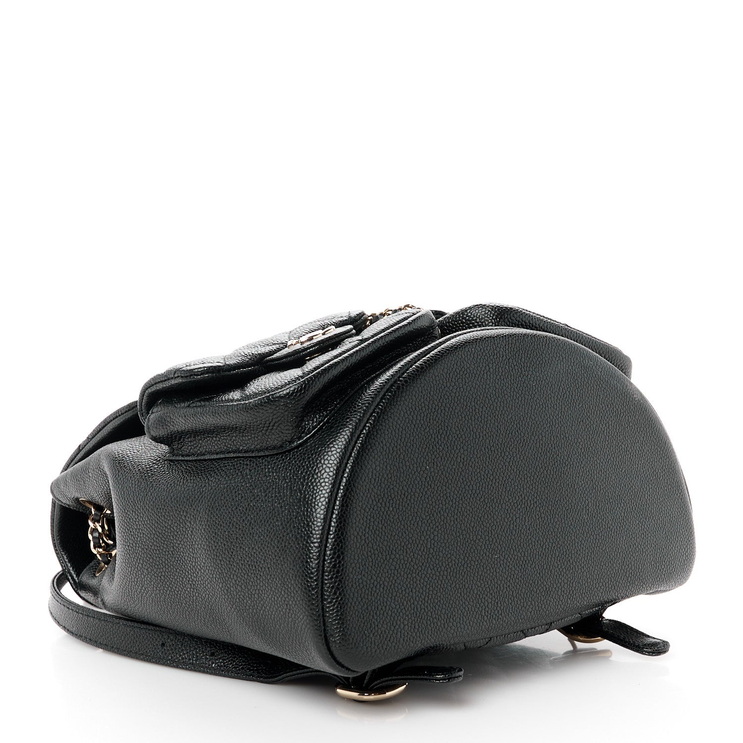 Chanel Shiny Caviar Quilted Medium Duma Pockets Drawstring Backpack Black 4 of 12
