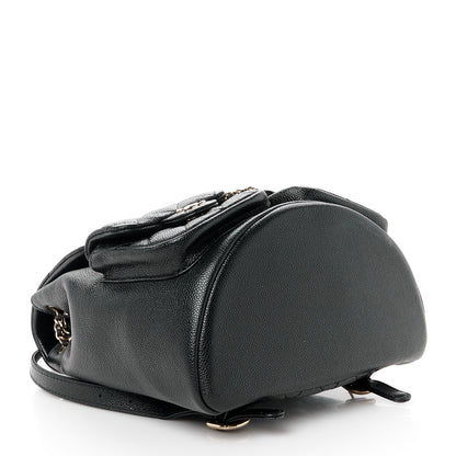 Chanel Shiny Caviar Quilted Medium Duma Pockets Drawstring Backpack Black 4 of 12