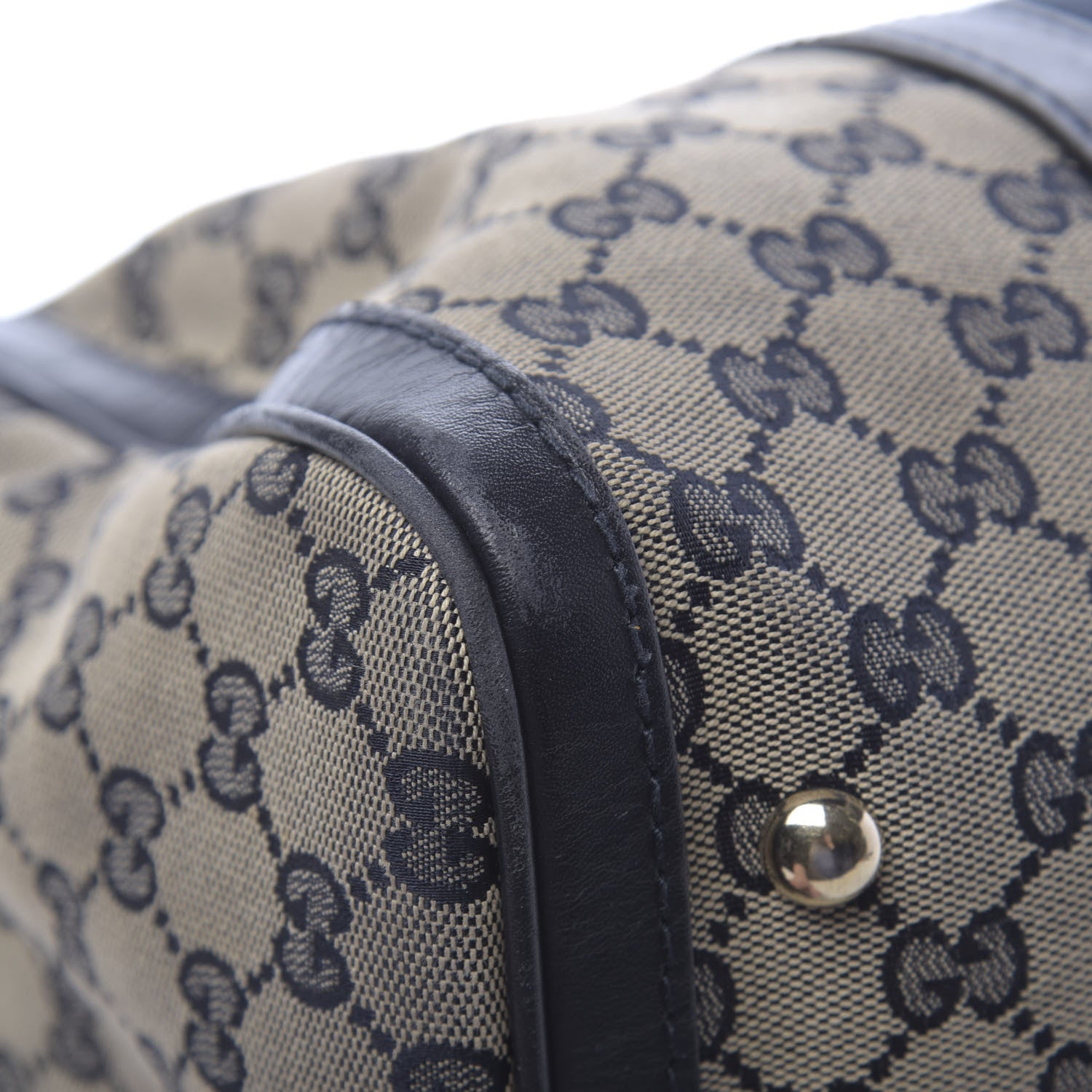 Gucci Monogram Selleria Calfskin Vintage Web Medium Boston Beige Blue 13 of 20