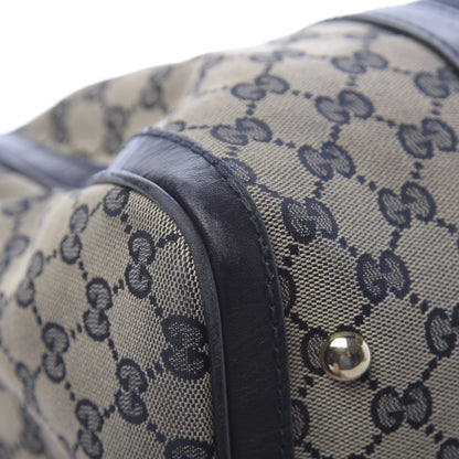 Gucci Monogram Selleria Calfskin Vintage Web Medium Boston Beige Blue 13 of 20