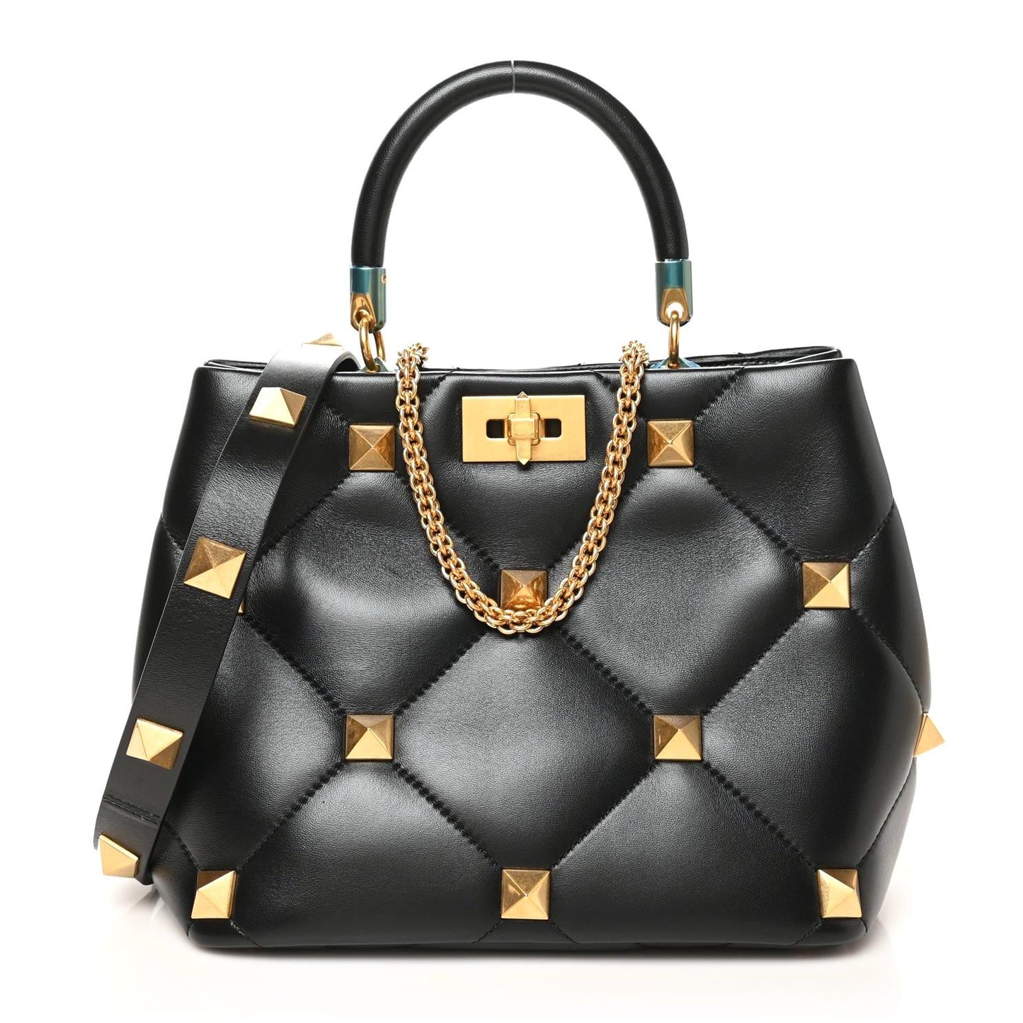 Nappa Roman Stud The Handle Bag Black