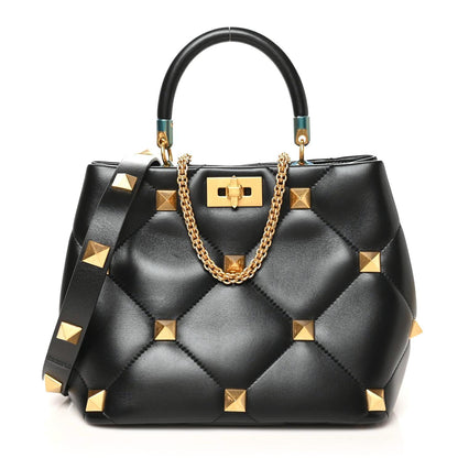 Valentino Garavani Nappa Roman Stud The Handle Bag Black 1 of 8