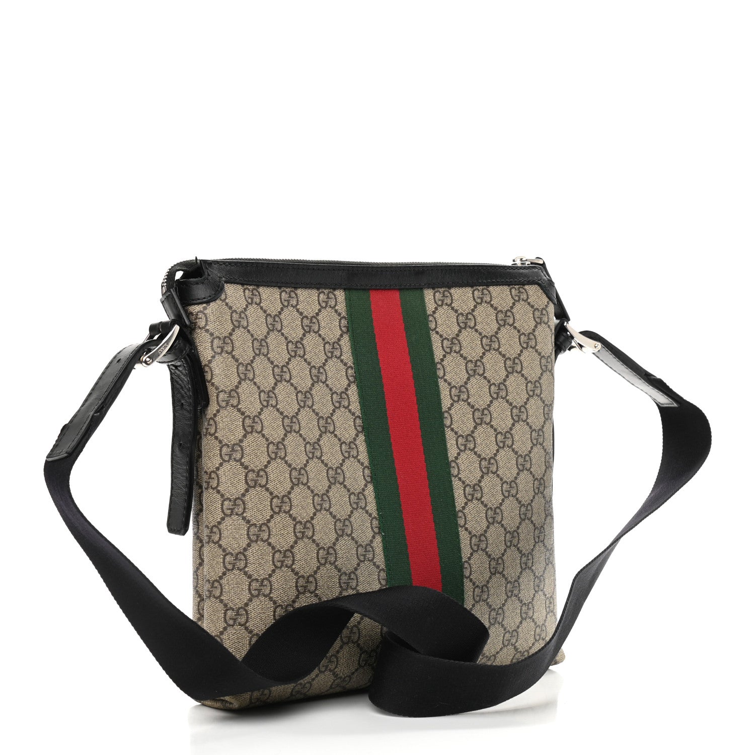 Gucci GG Supreme Monogram Web Messenger Bag Black 3 of 11