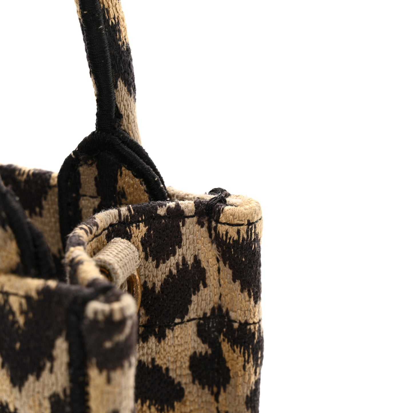 Canvas Mizza Embroidered Mini Book Tote Phone Bag Beige
