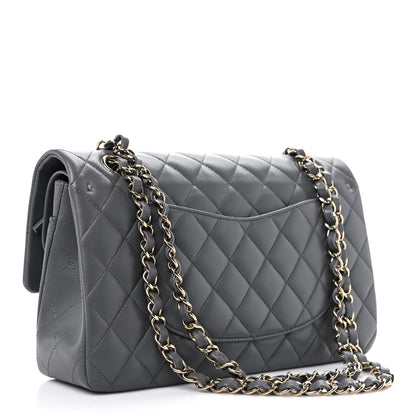 Chanel Lambskin Quilted Medium Double Flap Dark Grey 3 of 11