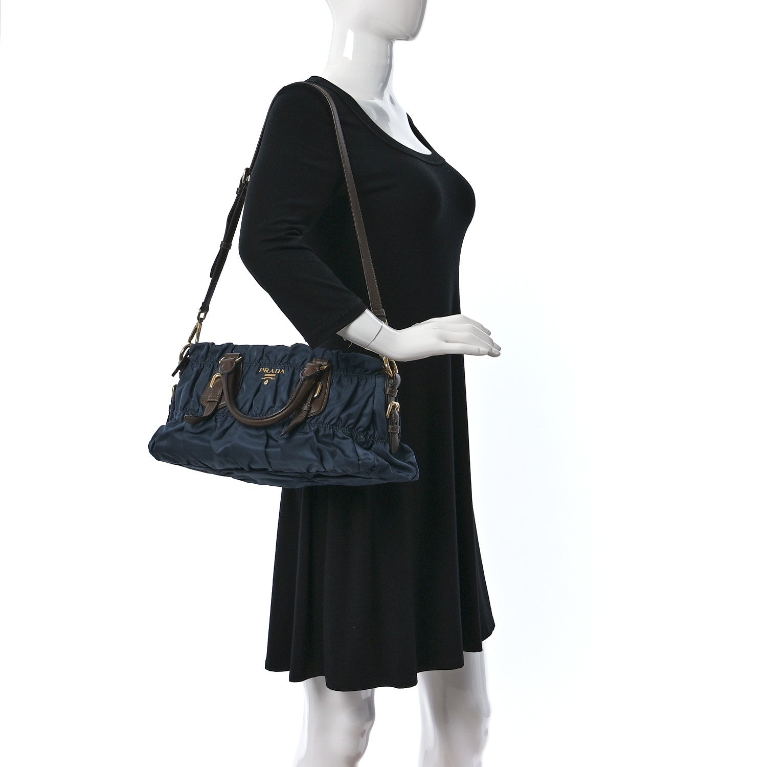 Prada Tessuto Nylon Gaufre Shopping Satchel Bleuette 2 of 10