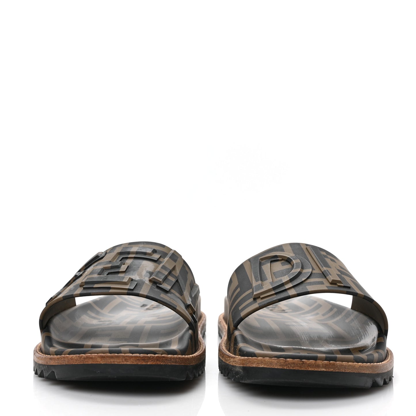 Rubber FF Vocabulary Logo Slide Sandals 6 Maya Black