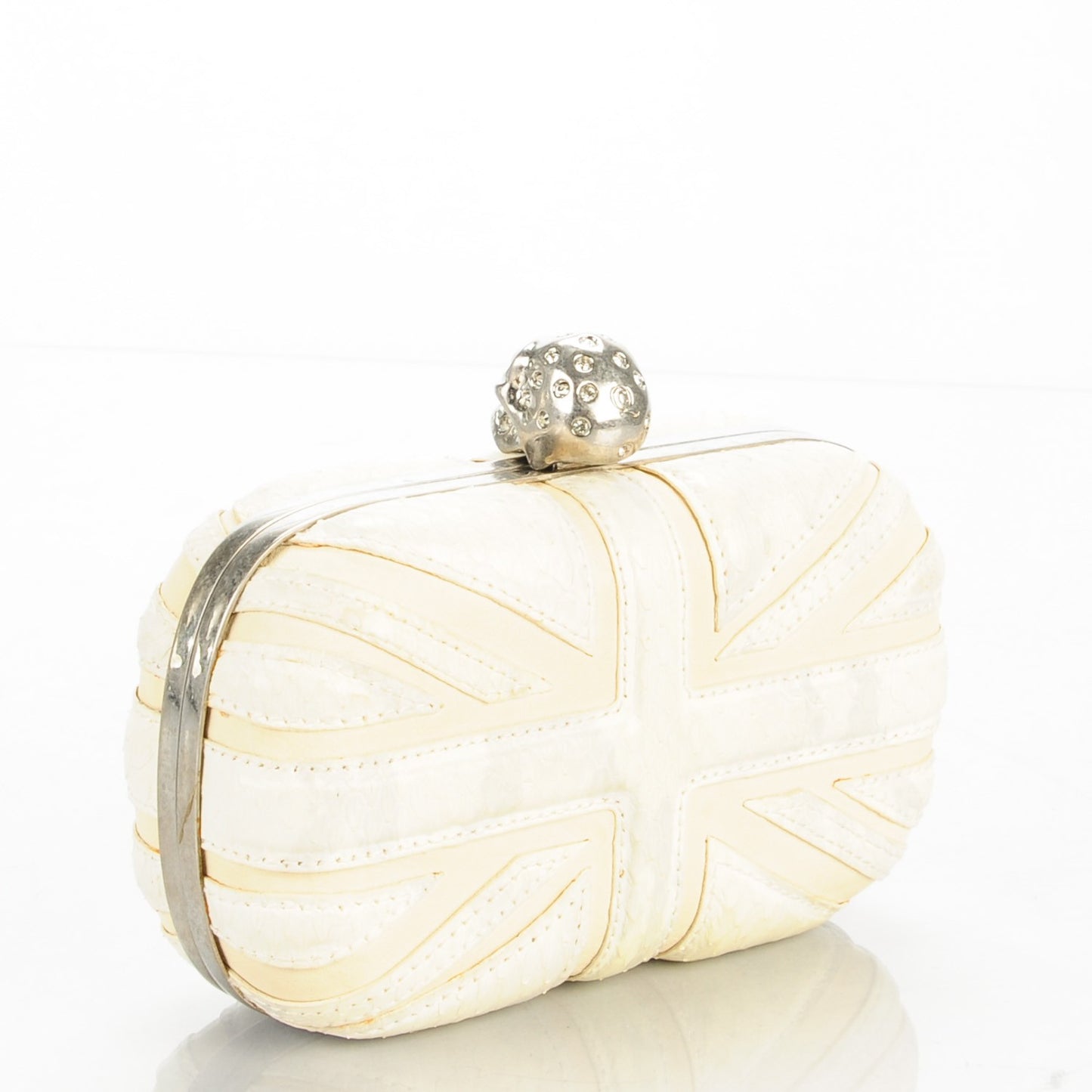 Calfskin Snakeskin Britannia Skull Box Clutch