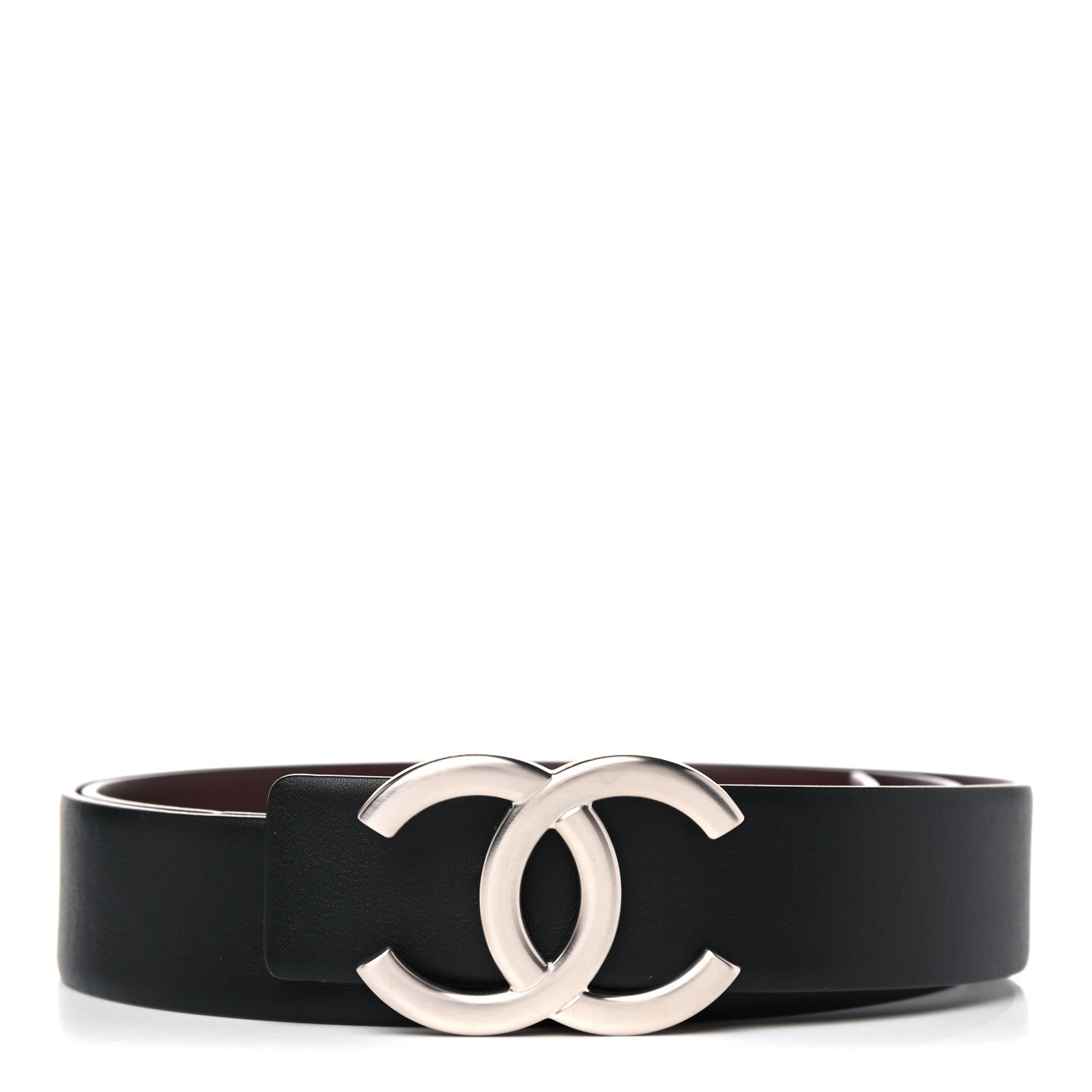 Chanel Calfskin CC Reversible Belt 90 Black Burgundy 1 of 5