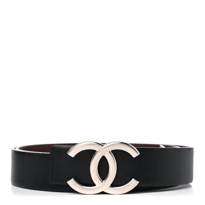 Chanel Calfskin CC Reversible Belt 90 Black Burgundy 1 of 5