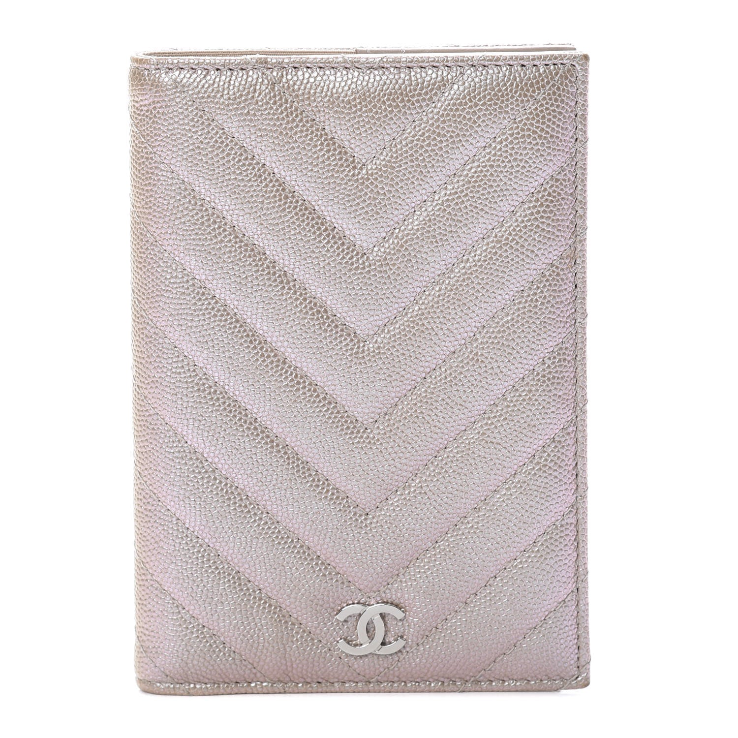 Chanel Metallic Caviar Chevron Quilted Passport Holder Light Gold 1 of 8