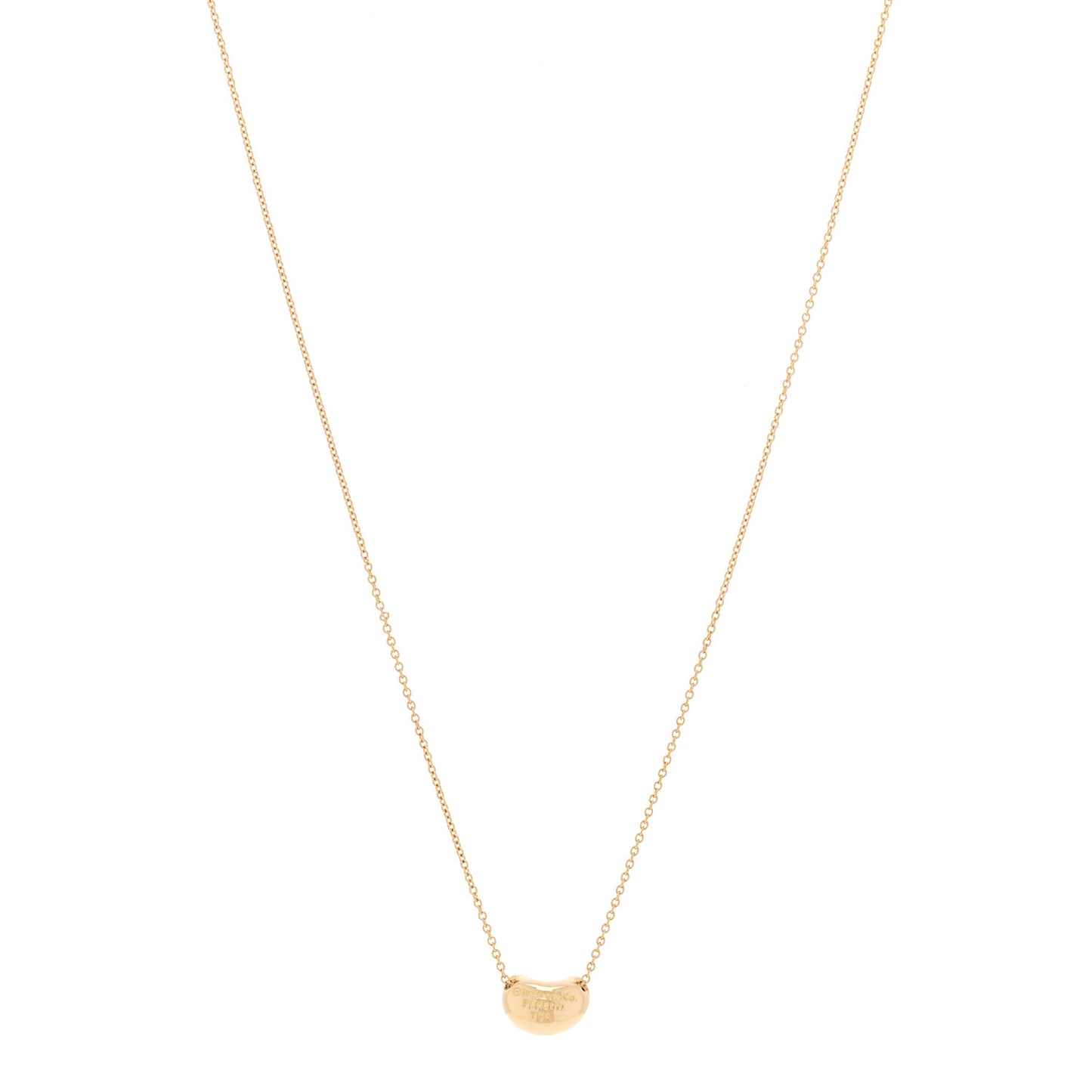 18K Yellow Gold 11mm Elsa Peretti Bean Pendant Necklace