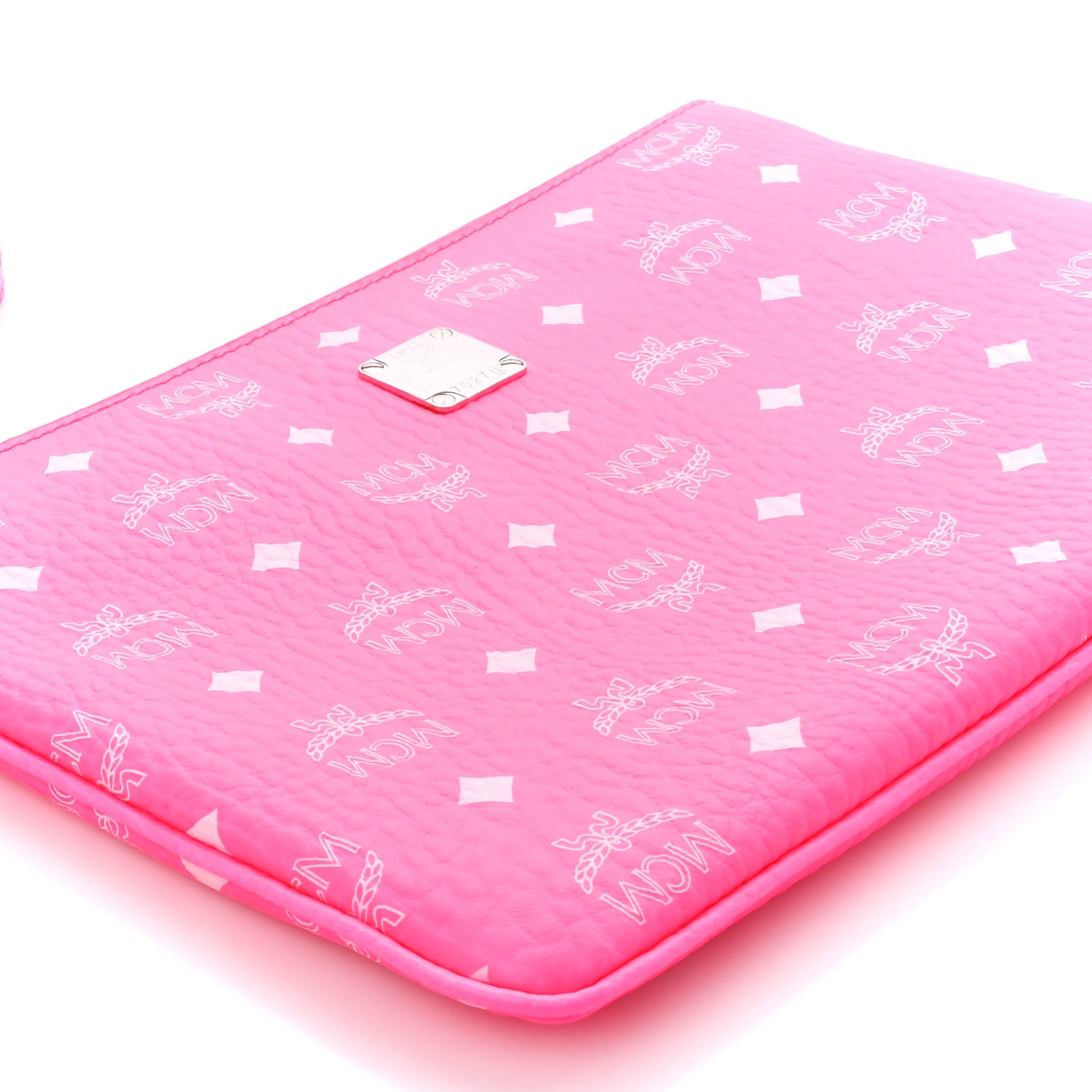 MCM Visetos Medium Zip Pouch Neon Pink 9 of 10