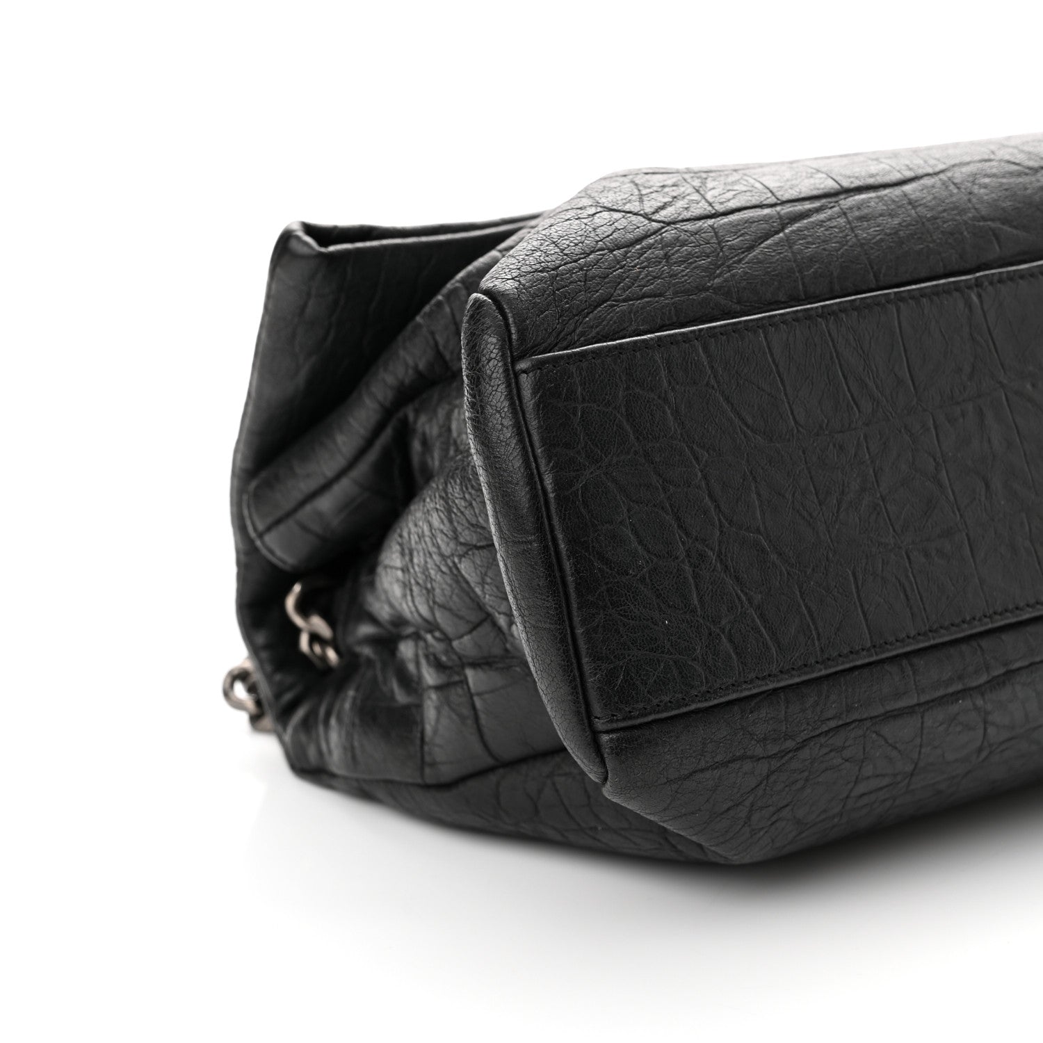 Saint Laurent Calfskin Crocodile Embossed Medium West Hollywood Monogram Fold-Over Grey 6 of 7