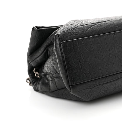 Saint Laurent Calfskin Crocodile Embossed Medium West Hollywood Monogram Fold-Over Grey 6 of 7