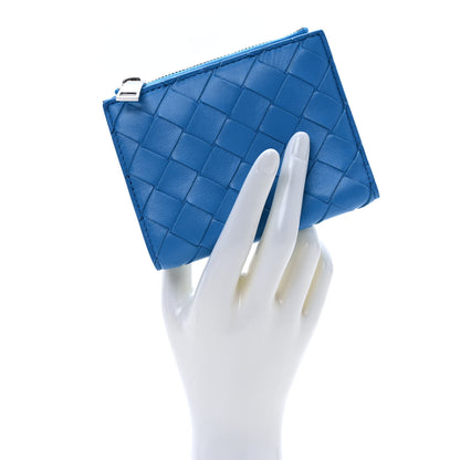 Bottega Veneta Nappa Intrecciato Bifold Zip Wallet Blue 2 of 6