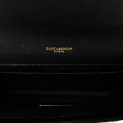 Saint Laurent Grain De Poudre Textured Mixed Matelasse Triquilt Monogram Clutch Black 5 of 9