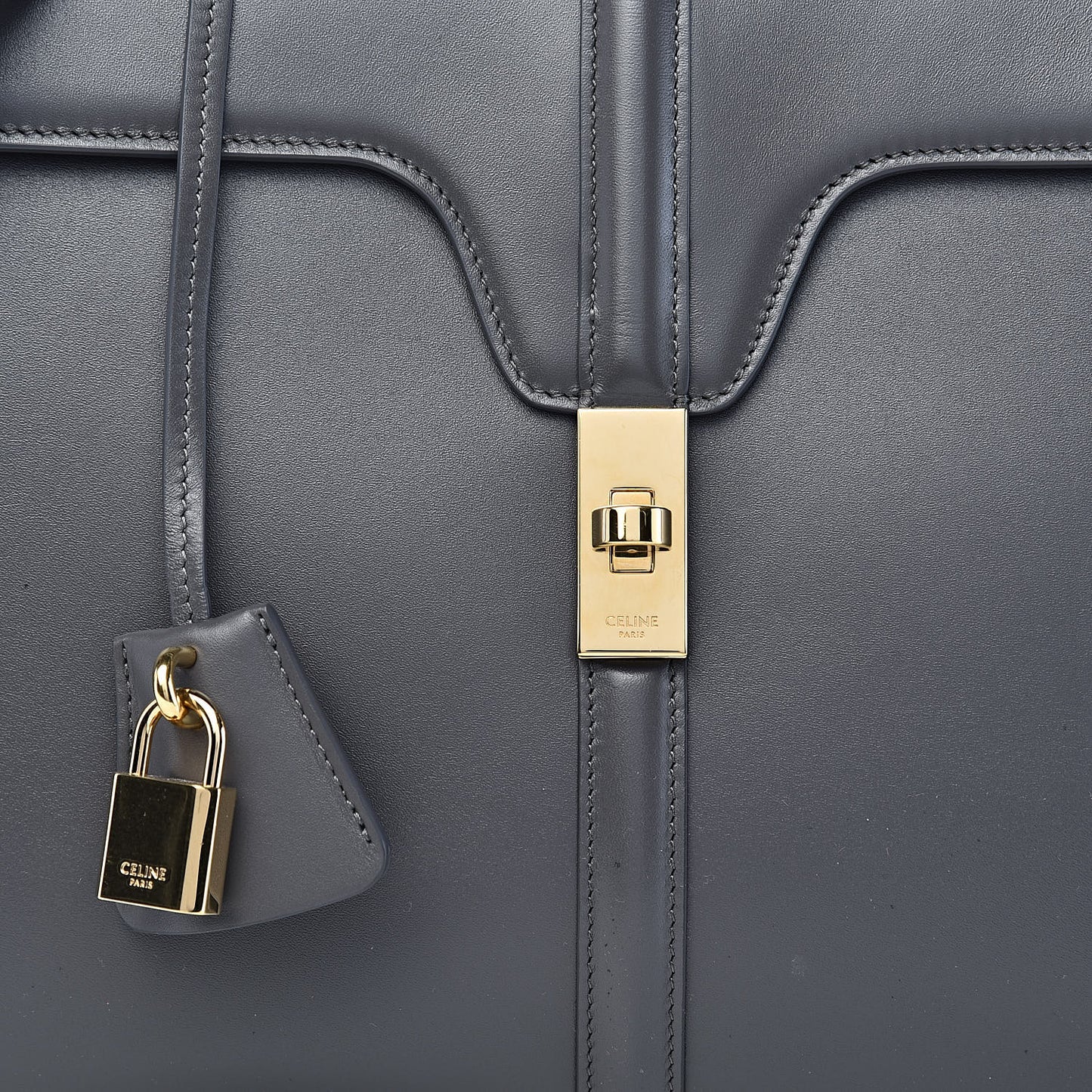 Satinated Calfskin Medium 16 Top Handle Bag Grey