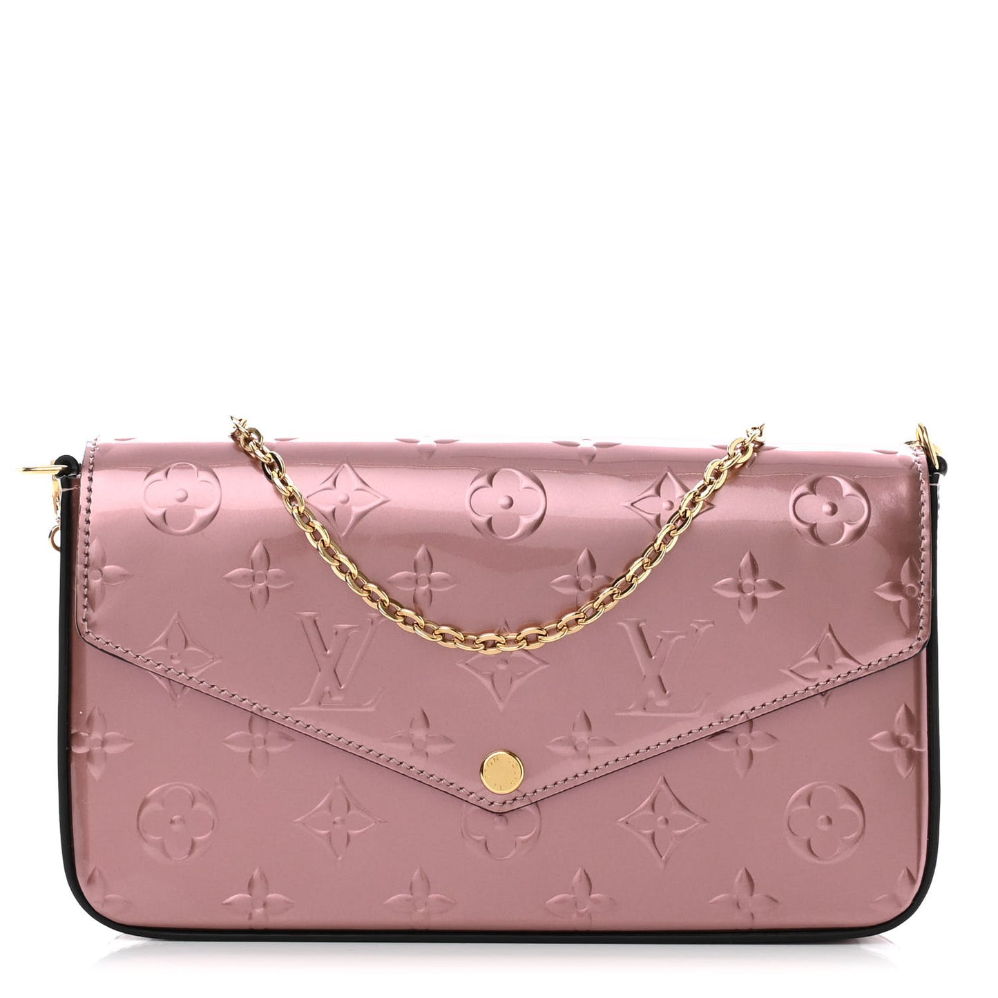 Vernis Pochette Felicie Chain Wallet Metallic Pale Pink