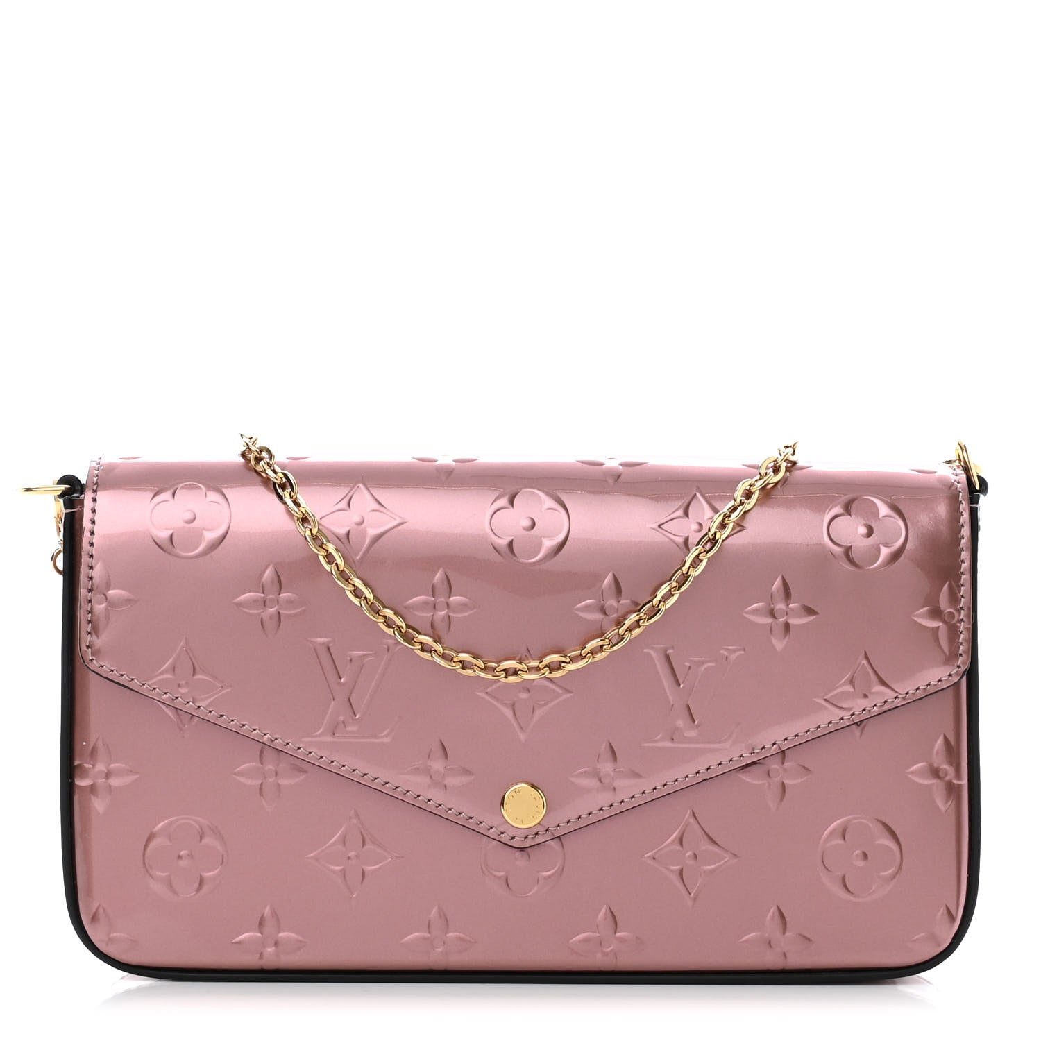 Louis Vuitton Vernis Pochette Felicie Chain Wallet Metallic Pale Pink 3 of 11