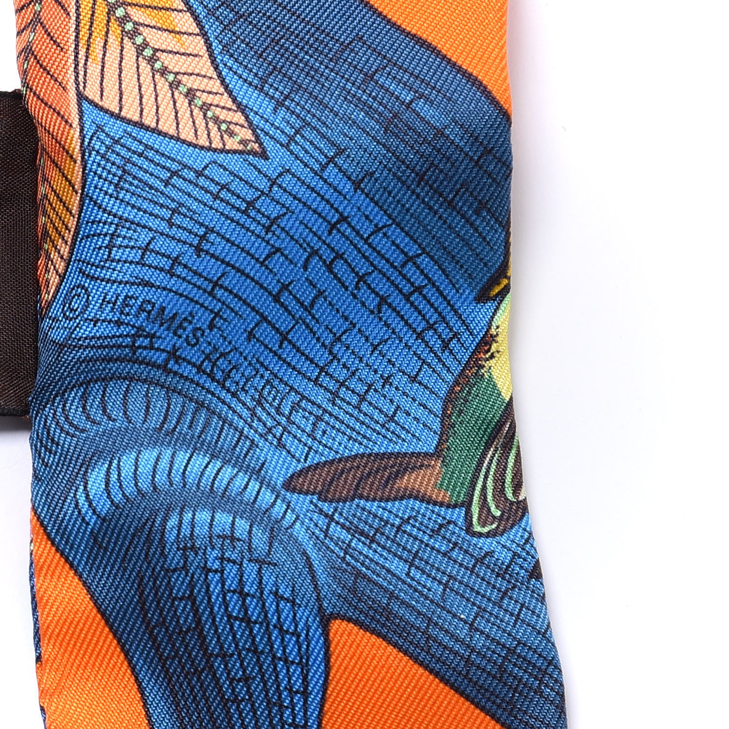 Hermes Silk Tree Of Song Twilly Orange Bleu Vert 4 of 4