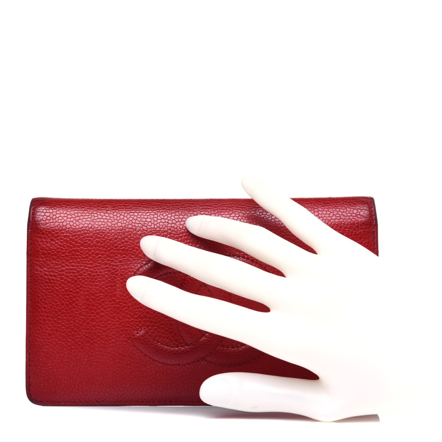 Chanel Caviar Timeless CC Yen Wallet Red 2 of 27