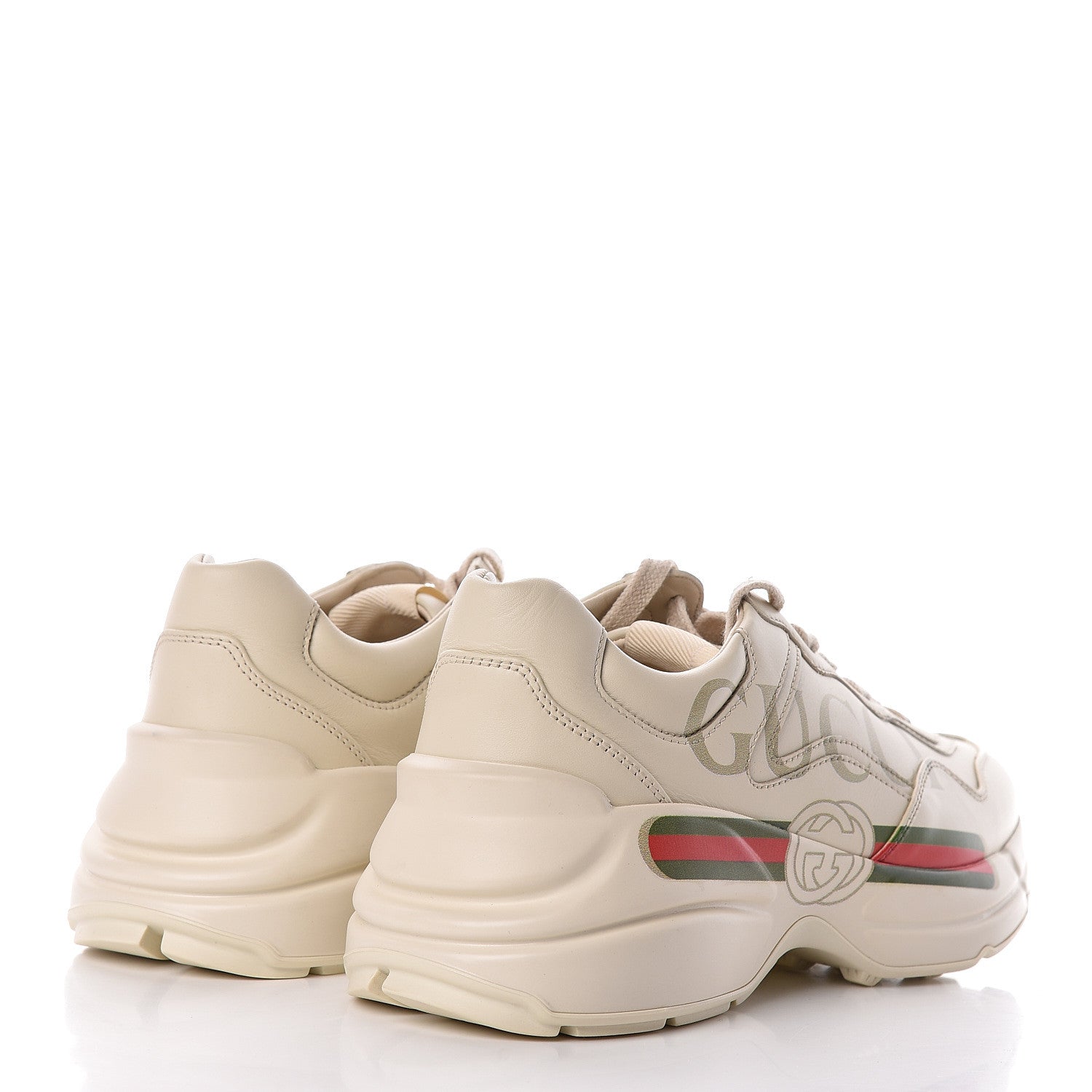 Gucci Calfskin Logo Womens Rhyton Sneakers 37.5 Ivory 4 of 9