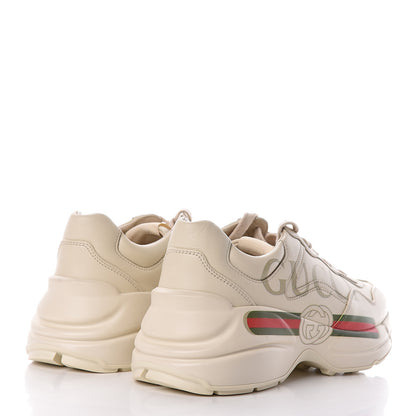 Gucci Calfskin Logo Womens Rhyton Sneakers 37.5 Ivory 4 of 9